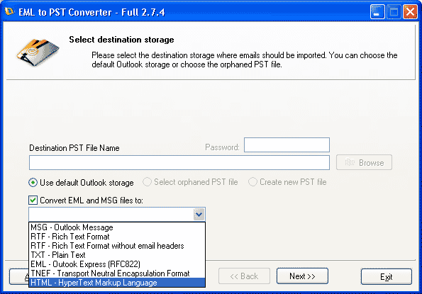 Click to view EML to PST Converter 4.1.2 screenshot