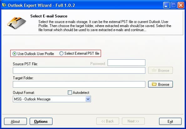 Export Emails to PST file in outlook 2010.