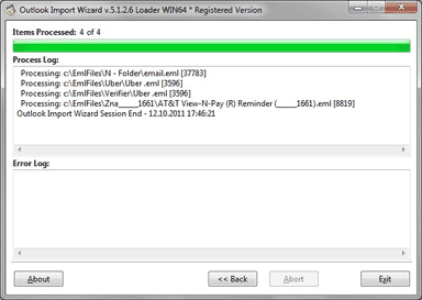 Outlook のインポート - eml ファイルや MSG ファイルをソース フォルダーを選択します。