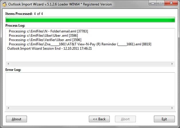 registre de processament - L'usuari pot inspeccionar els registres de processament i d'error.