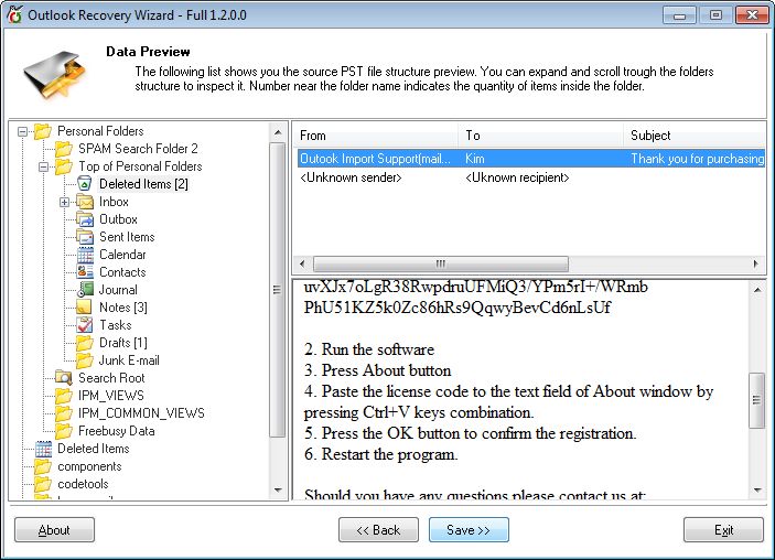 Outlook Recovery Wizard software